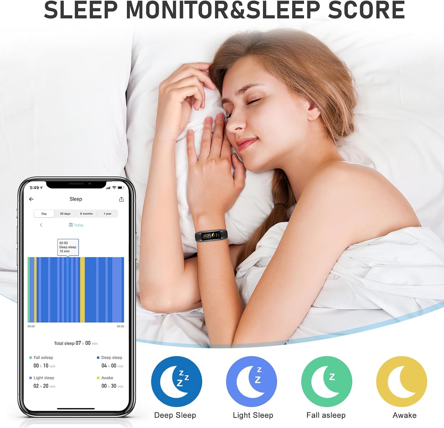 Fitness Tracker with Heart Rate/Blood Pressure/Pedometer/Calories/Sleep | Activity Tracker with 1.1"" AMOLED Screen, Step Tracker for Android iPhones Women Men — Key Features