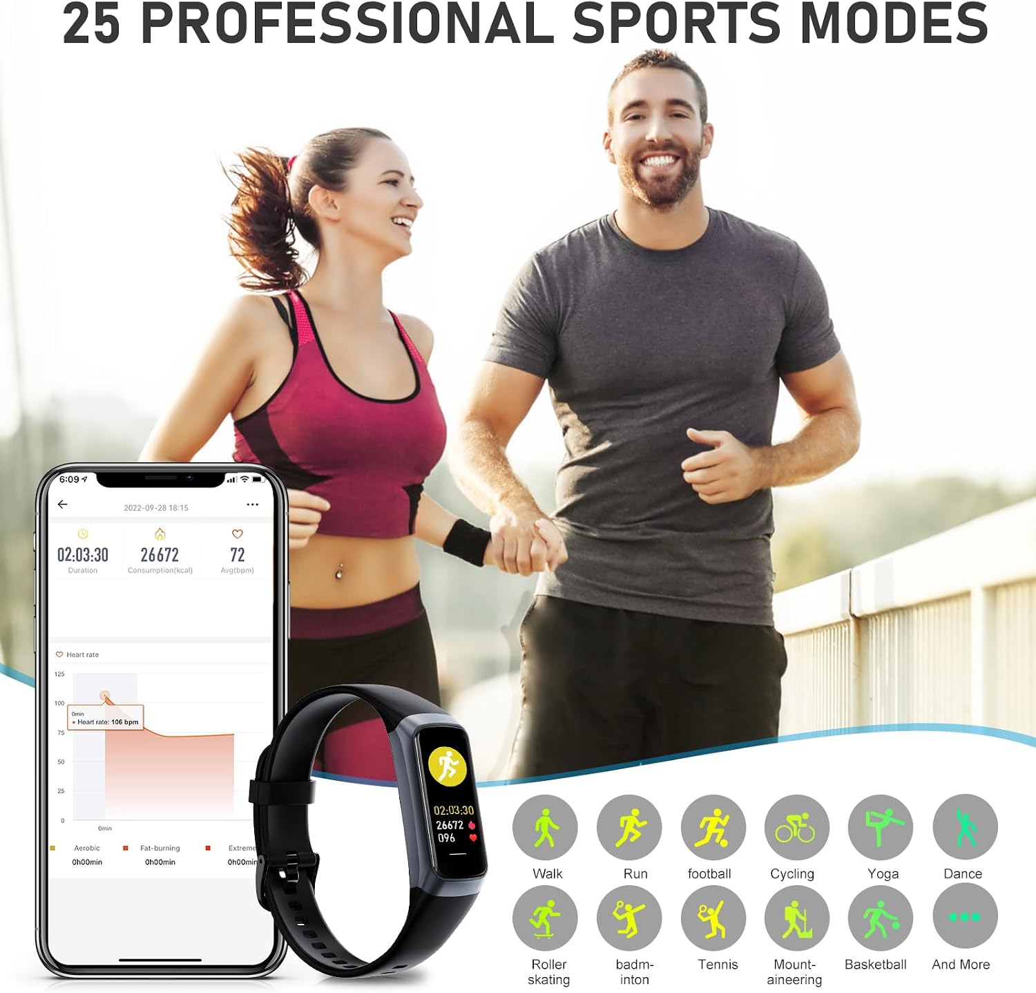 Fitness Tracker with Heart Rate/Blood Pressure/Pedometer/Calories/Sleep | Activity Tracker with 1.1"" AMOLED Screen, Step Tracker for Android iPhones Women Men — Real-World Performance