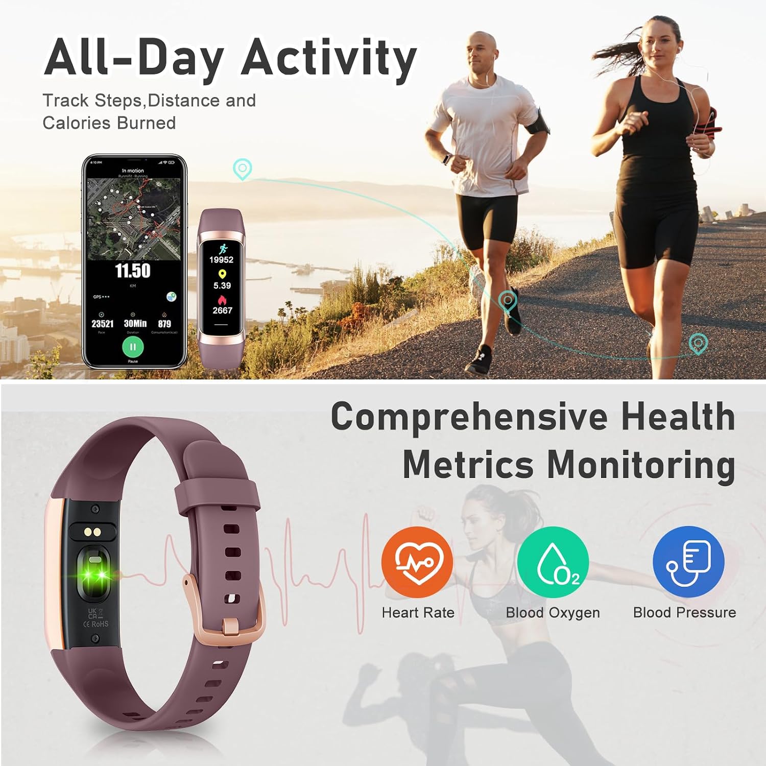 Fitness Tracker with Step Counter/Calories/Stopwatch, Activity Tracker, Health Tracker with Heart Rate Monitor, Sleep Tracker,1.10''AMOLED Touch Color Screen, Pedometer Watch for Women Men 4 Fitness Tracker with Step Counter/Calories/Stopwatch, Activity Tracker, Health Tracker with Heart Rate Monitor, Sleep Tracker,1.10''AMOLED Touch Color Screen, Pedometer Watch for Women Men — Key Features