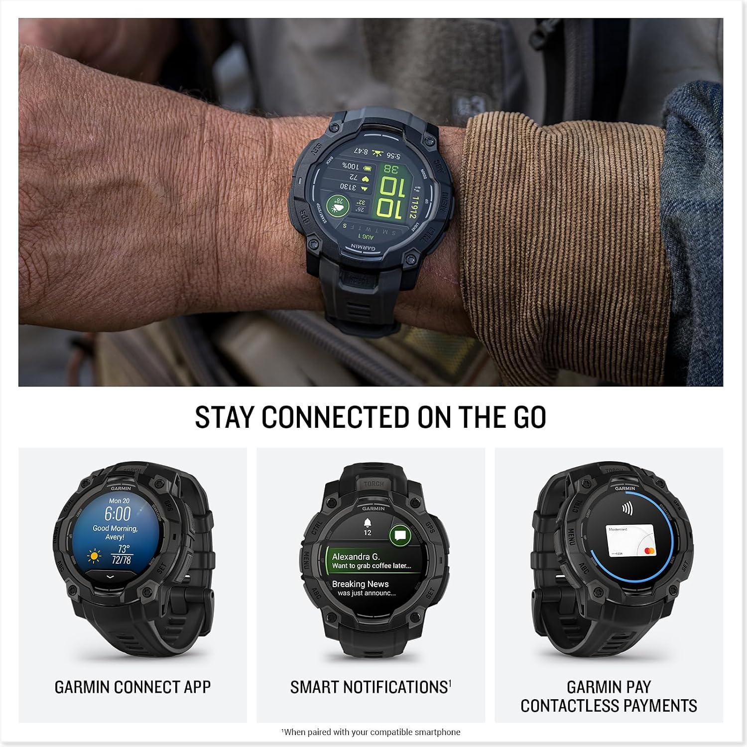 Garmin Instinct® 3 AMOLED, Rugged GPS Smartwatch, 45mm, Black 10 Garmin Instinct® 3 AMOLED, Rugged GPS Smartwatch, 45mm, Black — Ease of Use and Maintenance