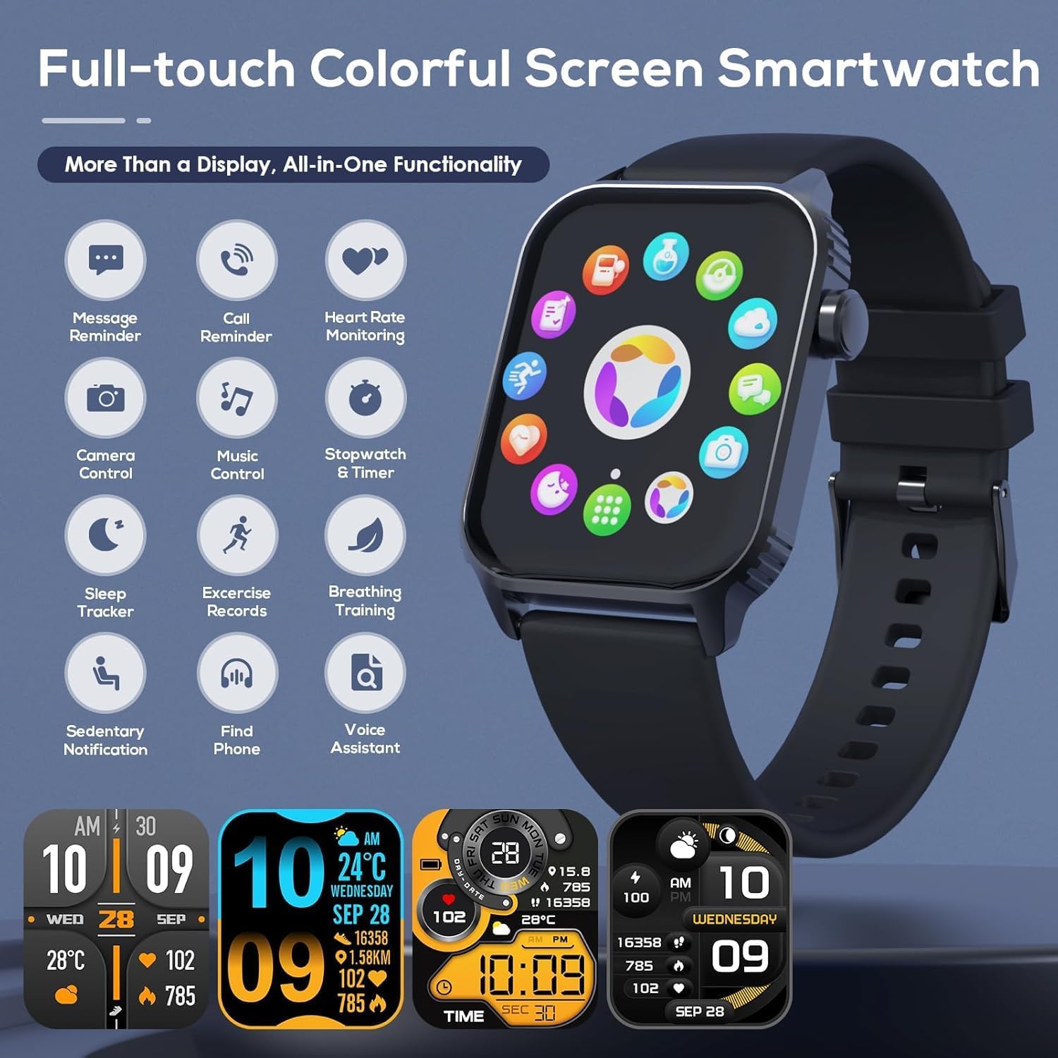 Smart Watch for Men, 120 Sports Modes Smartwatch with 1.83" HD, Alexa Built-in, Heart Rate/Sleep Monitor, IP67 Waterproof, Bluetooth Call & Music Control Fitness Watch for iPhone/Android (Black) 3 Smart Watch for Men, 120 Sports Modes Smartwatch with 1.83" HD, Alexa Built-in, Heart Rate/Sleep Monitor, IP67 Waterproof, Bluetooth Call & Music Control Fitness Watch for iPhone/Android (Black) — Overview