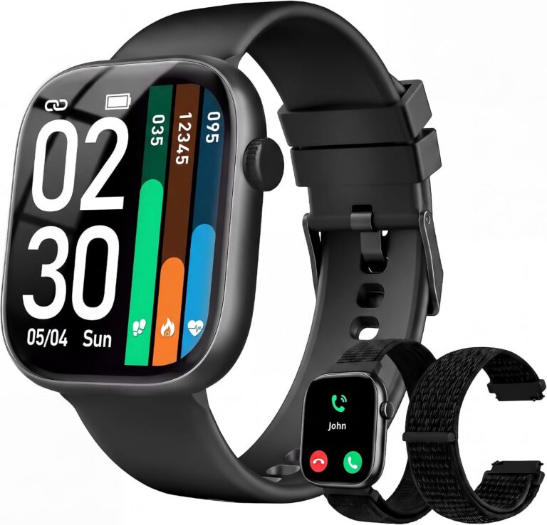 Smart Watch for Women Men, Answer/Make Call, 1.83″HD Touchscreen, 2 Bands