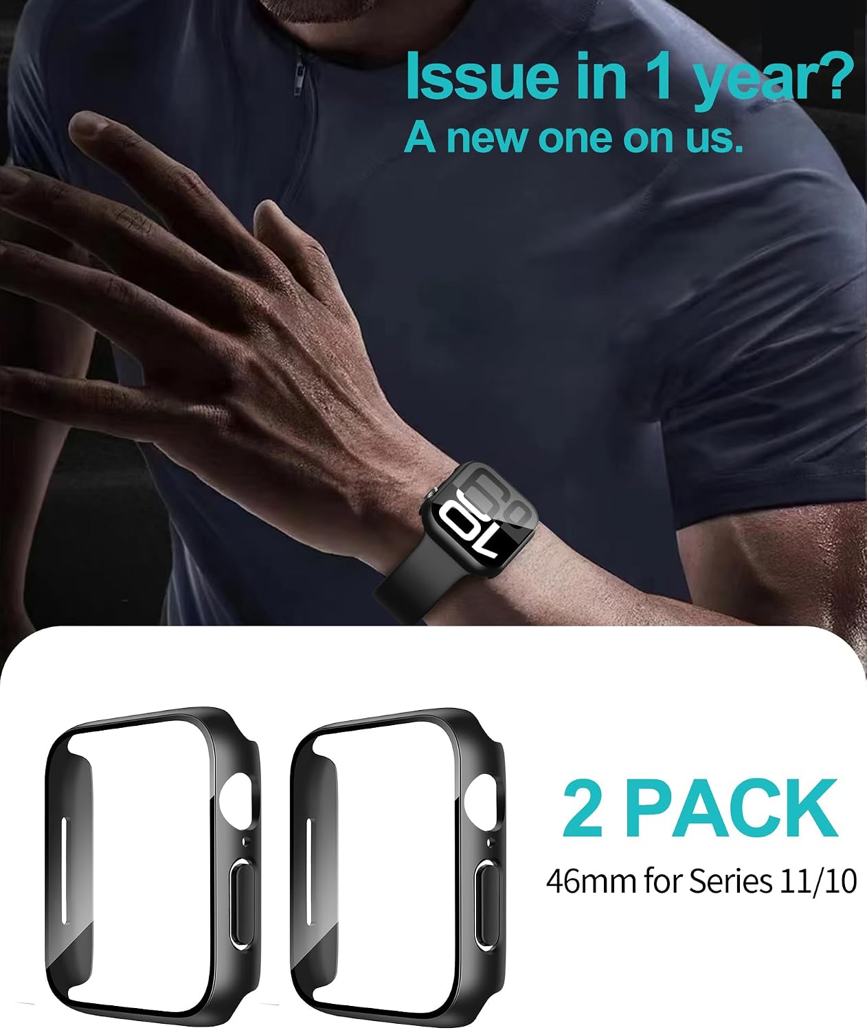 Smiling 2 Pack Case Built in Tempered Glass Screen Protector Compatible with Apple Watch Series 11 (2025)/Series 10 46mm, Hard PC Case Overall Protective Cover- Black — Pros and Trade-Offs