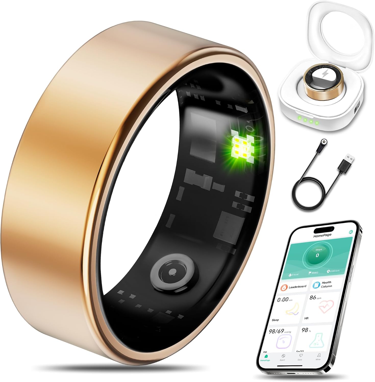 Smart Health Ring Fitness Tracker for Men Women Rose Gold 8