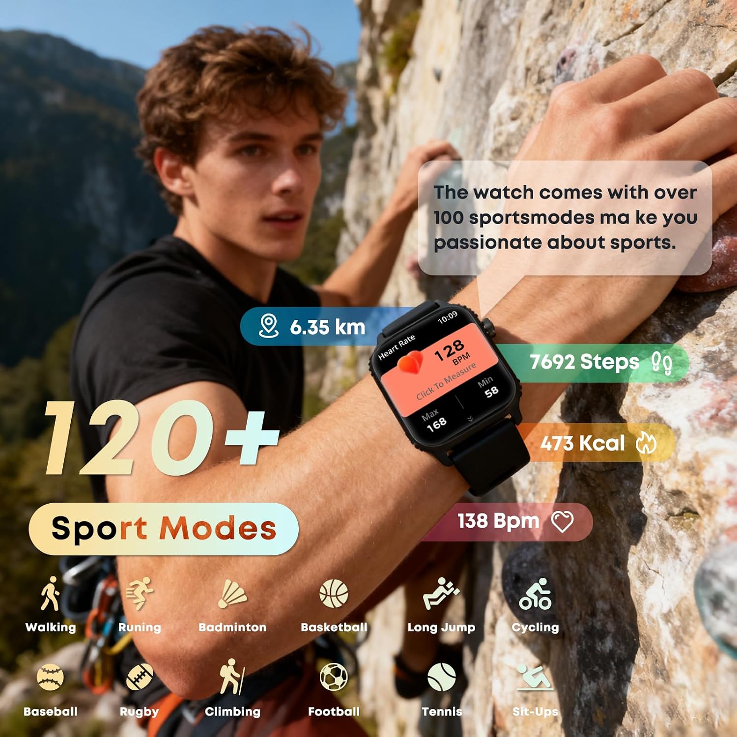 Smart Watch for Men, 120+ Sports Modes Smartwatch with 1.83" HD Touchsreen, Sleep Monitor, IP67 Waterproof, Bluetooth Call & Music Control Fitness Watch for iPhone/Android (Black) 3 Smart Watch for Men, 120+ Sports Modes Smartwatch with 1.83" HD Touchsreen, Sleep Monitor, IP67 Waterproof, Bluetooth Call & Music Control Fitness Watch for iPhone/Android (Black) — Overview