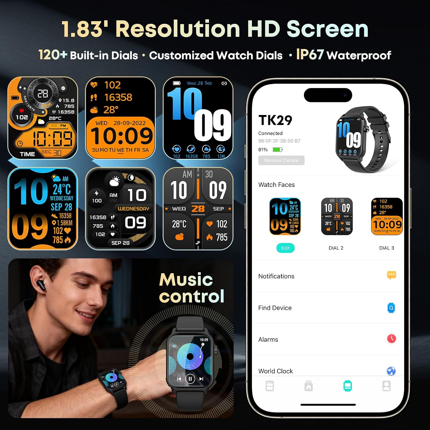 Smart Watch for Men, 120+ Sports Modes Smartwatch with 1.83" HD Touchsreen, Sleep Monitor, IP67 Waterproof, Bluetooth Call & Music Control Fitness Watch for iPhone/Android (Black) 6 Smart Watch for Men, 120+ Sports Modes Smartwatch with 1.83" HD Touchsreen, Sleep Monitor, IP67 Waterproof, Bluetooth Call & Music Control Fitness Watch for iPhone/Android (Black) — Ease of Use and Maintenance