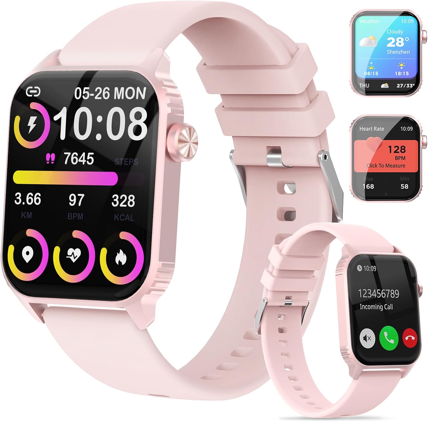 Smart Watch for Women, 120 Sports Modes Smartwatch with 1.83" HD, Alexa Built-in, Heart Rate/Sleep Monitor, IP67 Waterproof, Bluetooth Call & Music Control Fitness Watch for iPhone/Android (Pink) 2 Smart Watch for Women, 120 Sports Modes Smartwatch with 1.83" HD, Alexa Built-in, Heart Rate/Sleep Monitor, IP67 Waterproof, Bluetooth Call & Music Control Fitness Watch for iPhone/Android (Pink)