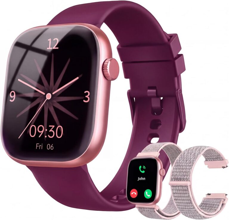 Smart Watch for Women, Bluetooth Answer/Make Calls, 1.83″HD Screen, 2 Bands